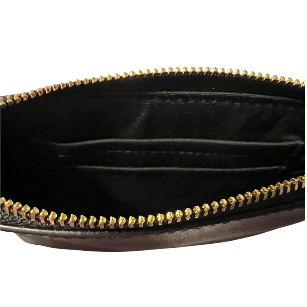 Coach Signature Coated Canvas Corner Zip Wristlet Brown Black Gold
